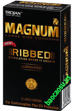 Bao cao su kích thước lớn Trojan Magnum Ribbed